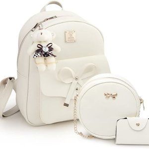 Mini Leather Backpack Purse 3-Pieces